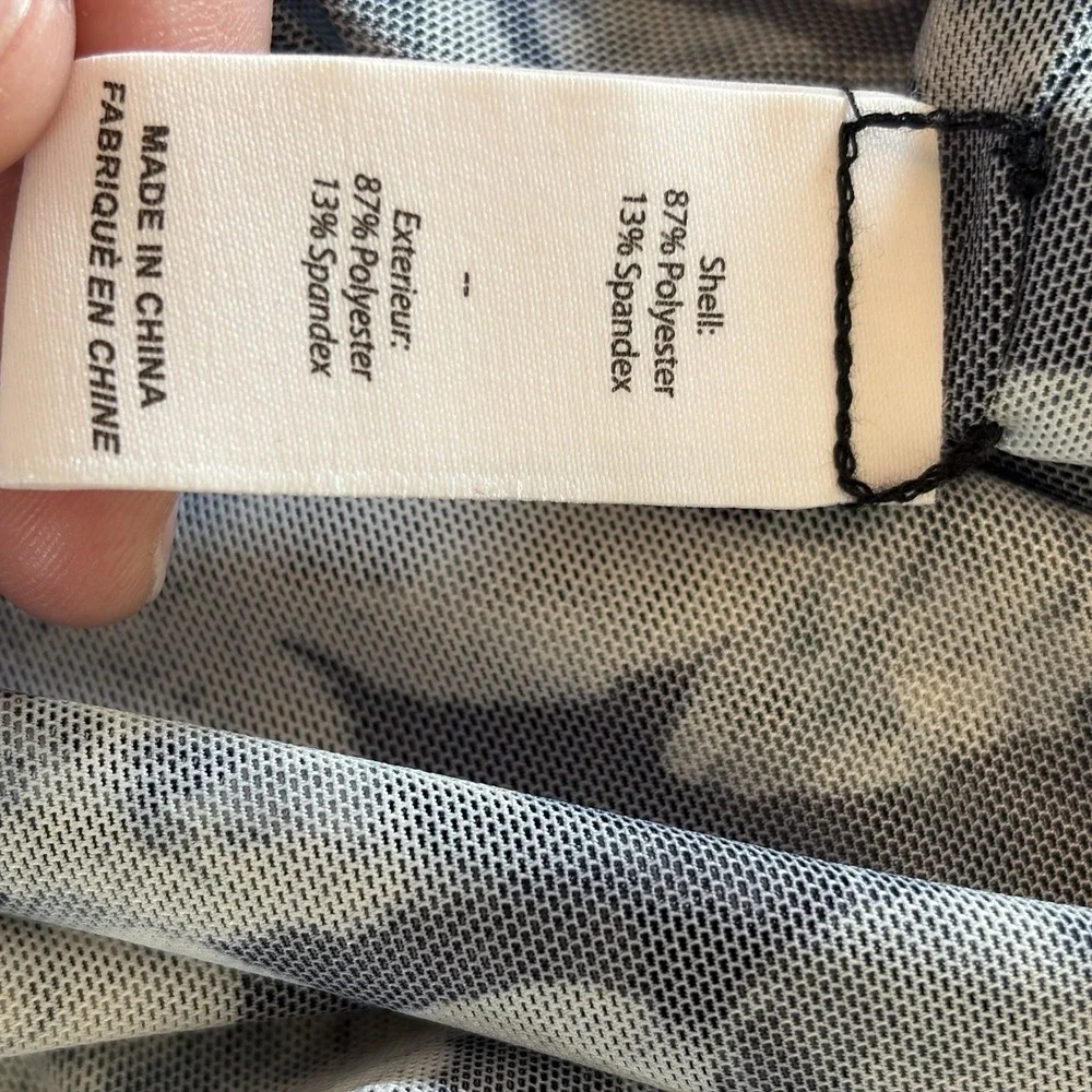NWT Cinq a' Sept Photo Real Shirred Mesh Turtleneck in Slate Blouse Top Large - Picture 13 of 15